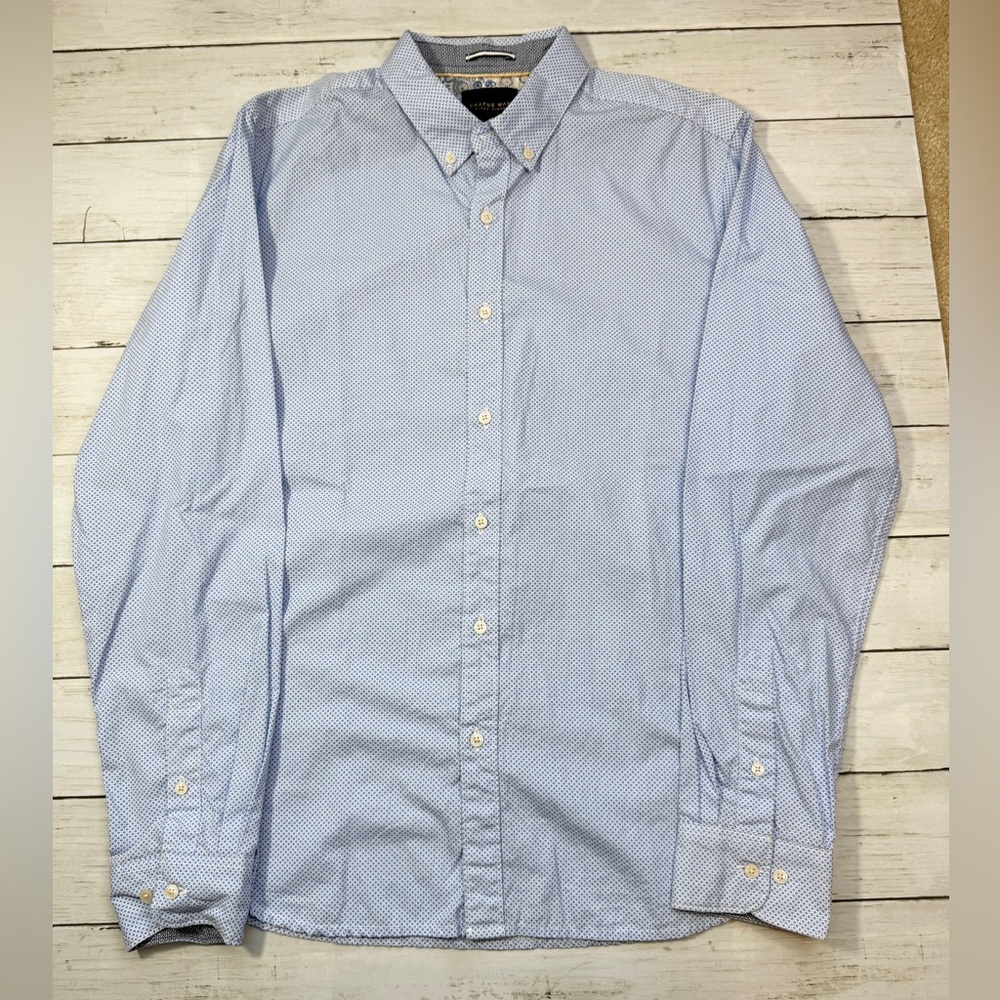 Cactus Man Ricky Singh Button Down Shirt Mens M Blue Dot Pattern Cotton